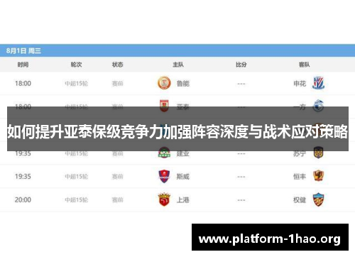 如何提升亚泰保级竞争力加强阵容深度与战术应对策略