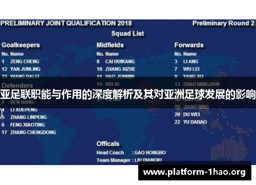 亚足联职能与作用的深度解析及其对亚洲足球发展的影响